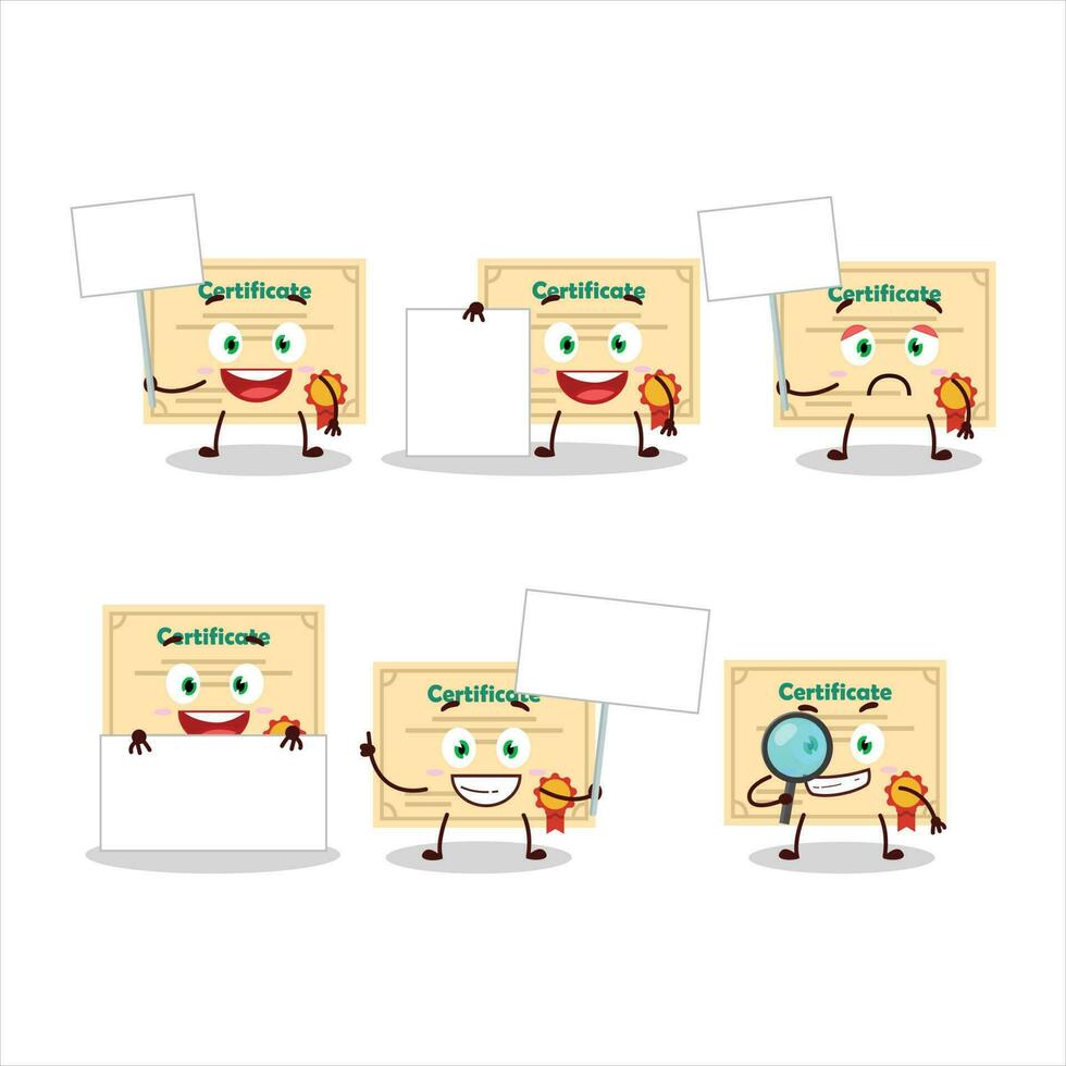 certificado papel dibujos animados personaje traer información tablero vector