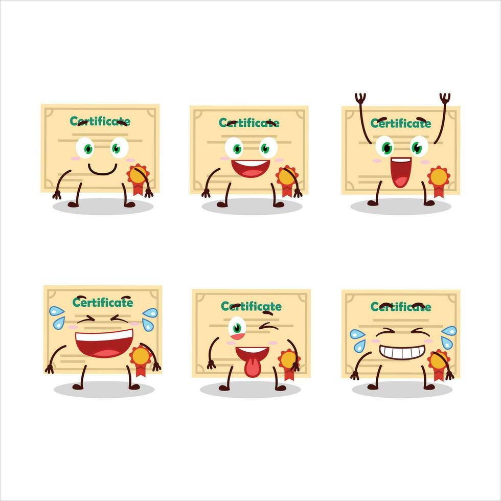 Cartoon character of certificate paper with smile expression vector