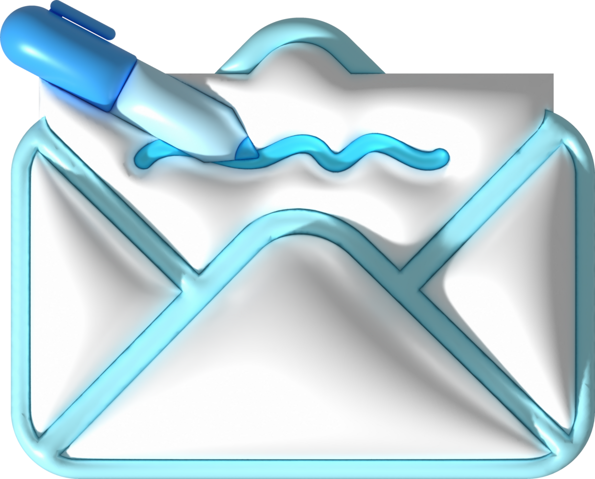 illustration 3D . A pen to write a letter or email. text messaging concept png