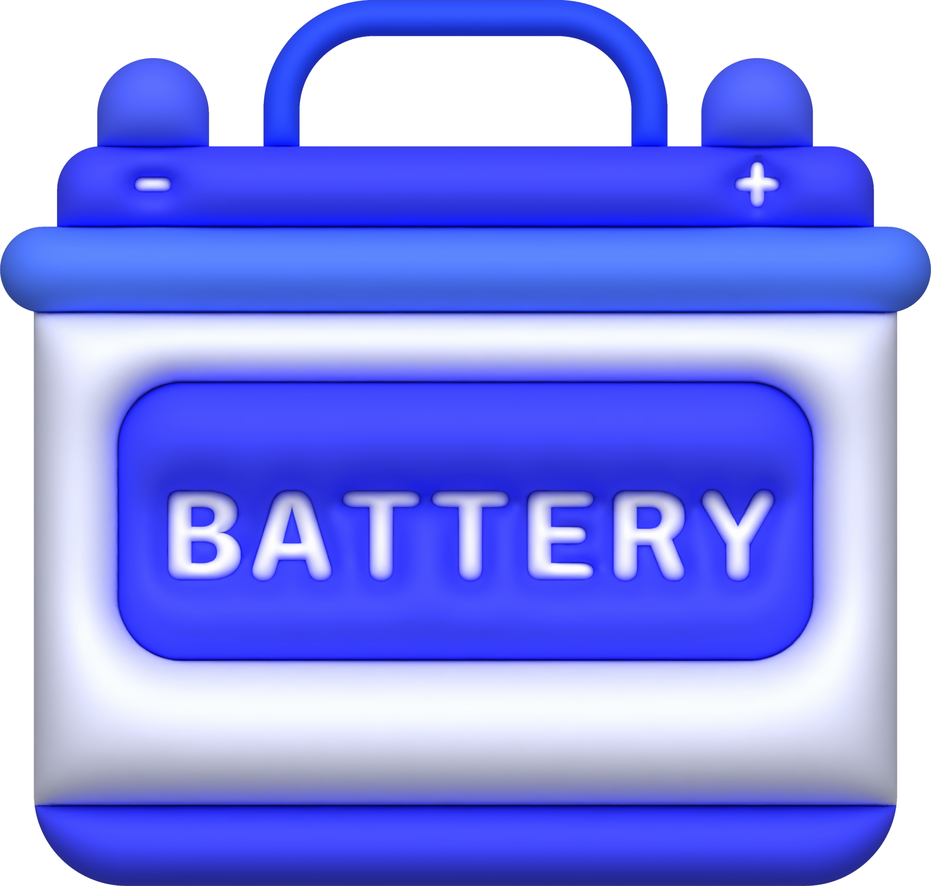 illustratie 3d, accu met positief terminal, negatief terminal icoon