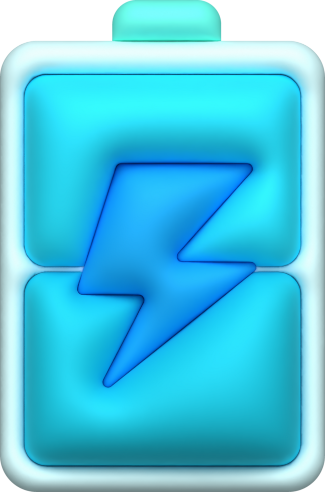 ilustração 3d. bateria poder com cheio carregar nível. elétrico energia acumulador minimalista estilo ícone png