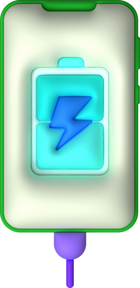 illustration 3d mobile phone showing charging status and level minimalist style icon png