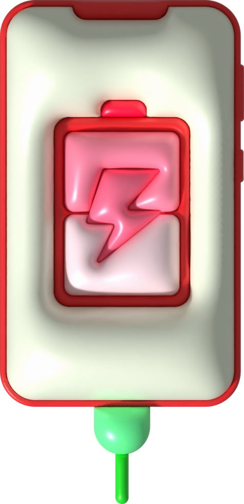 illustration 3d mobile phone showing charging status and level minimalist style icon png