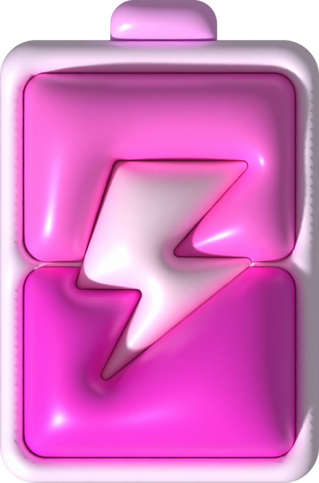 illustration 3D. Battery power with full charge level. electrical energy accumulator minimalist style icon png