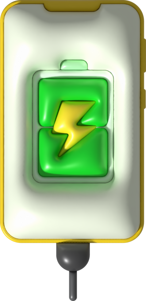 illustration 3d mobile phone showing charging status and level minimalist style icon png