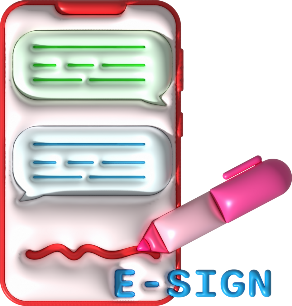 illustration 3D. Talking text writing pen icon on smartphone. text messaging concept png