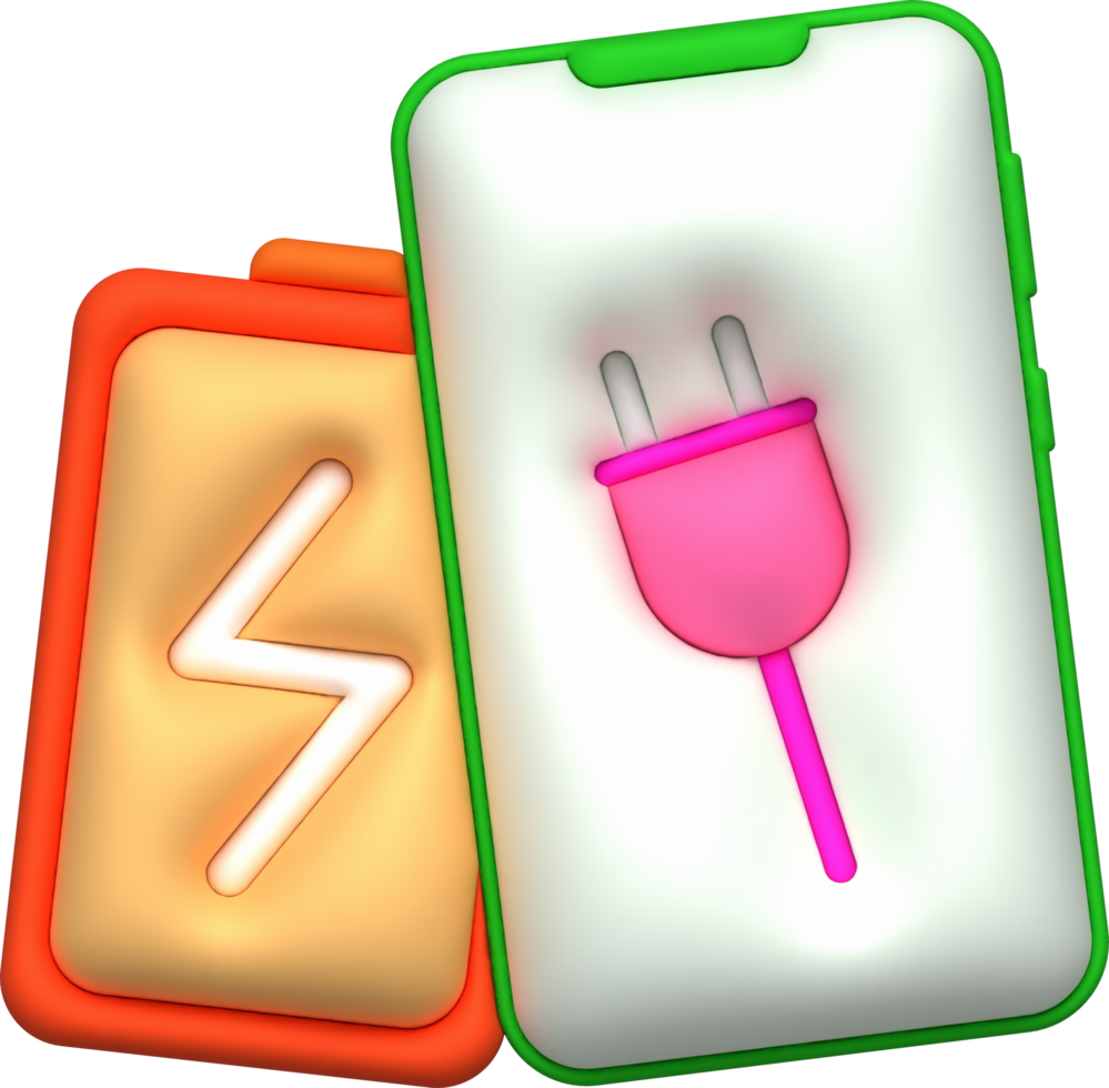 illustrazione 3d mobile Telefono mostrando ricarica stato e livello minimalista stile icona png