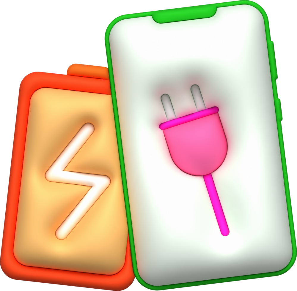 illustration 3d mobile phone showing charging status and level minimalist style icon png