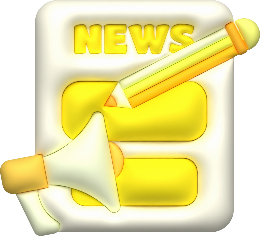 illustration 3d. Pen icon to write news announcement text. png