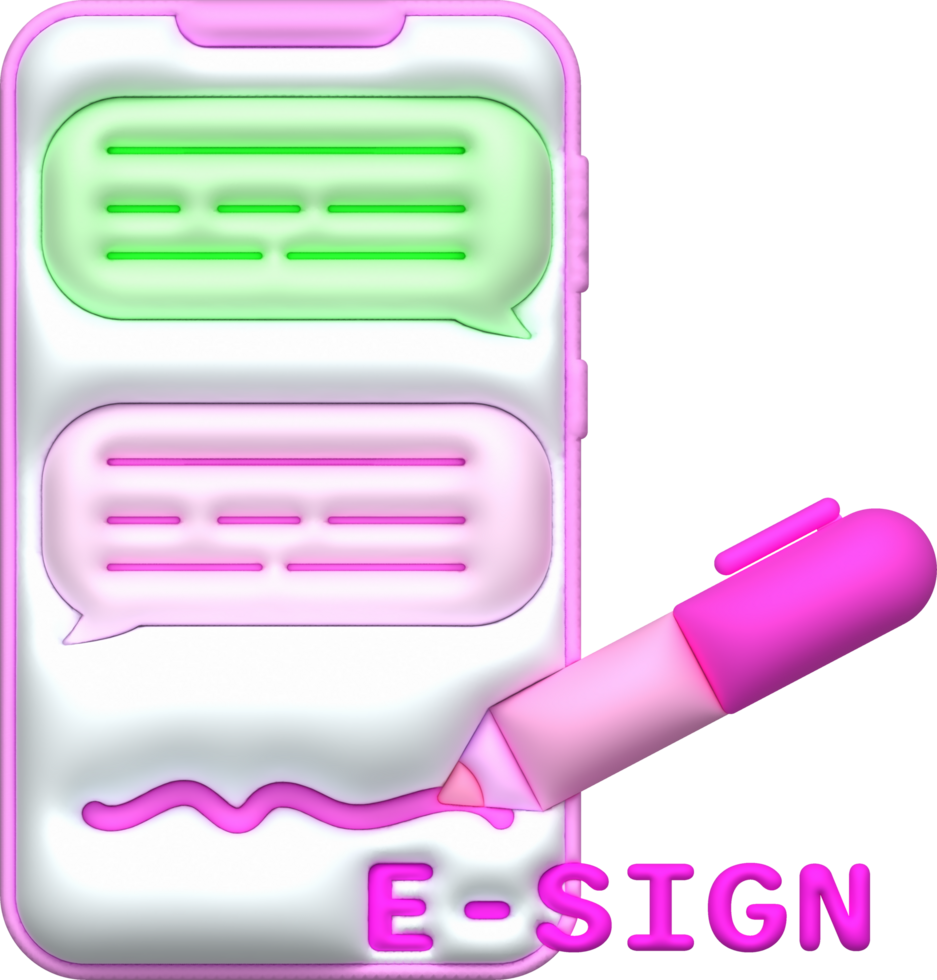 illustration 3D. Talking text writing pen icon on smartphone. text messaging concept png