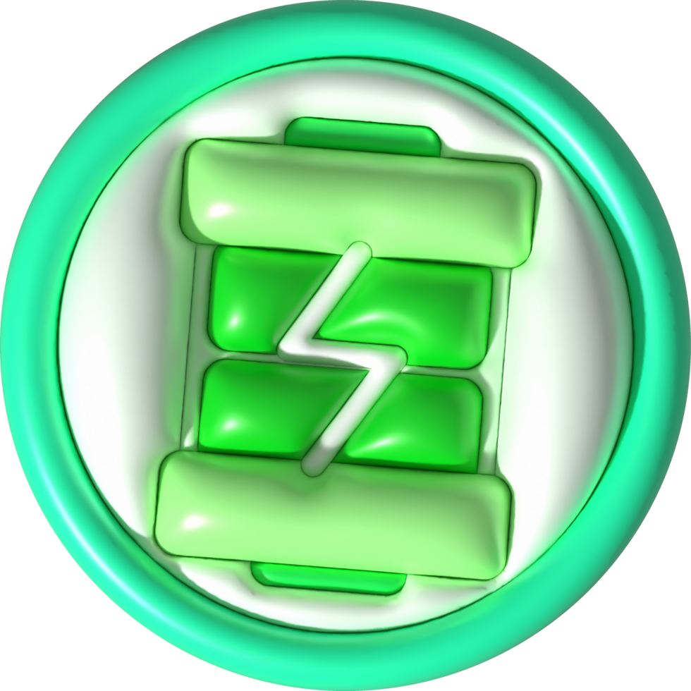 illustration 3D. Battery icon with charge level indicator. minimalist cartoon style png