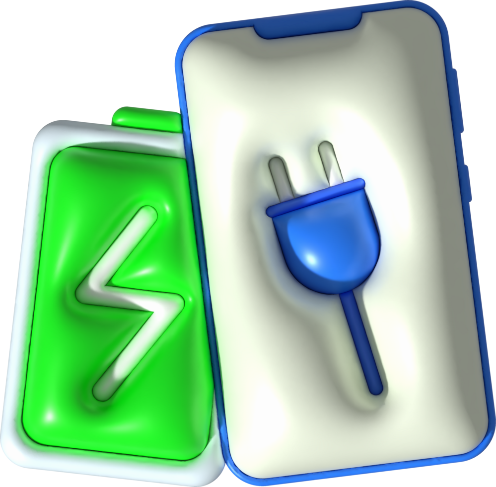 illustration 3d mobile phone showing charging status and level minimalist style icon png