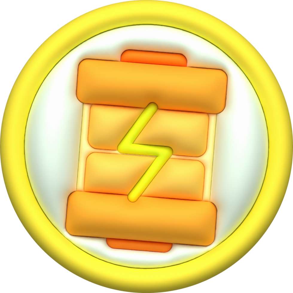illustration 3D. Battery icon with charge level indicator. minimalist cartoon style png