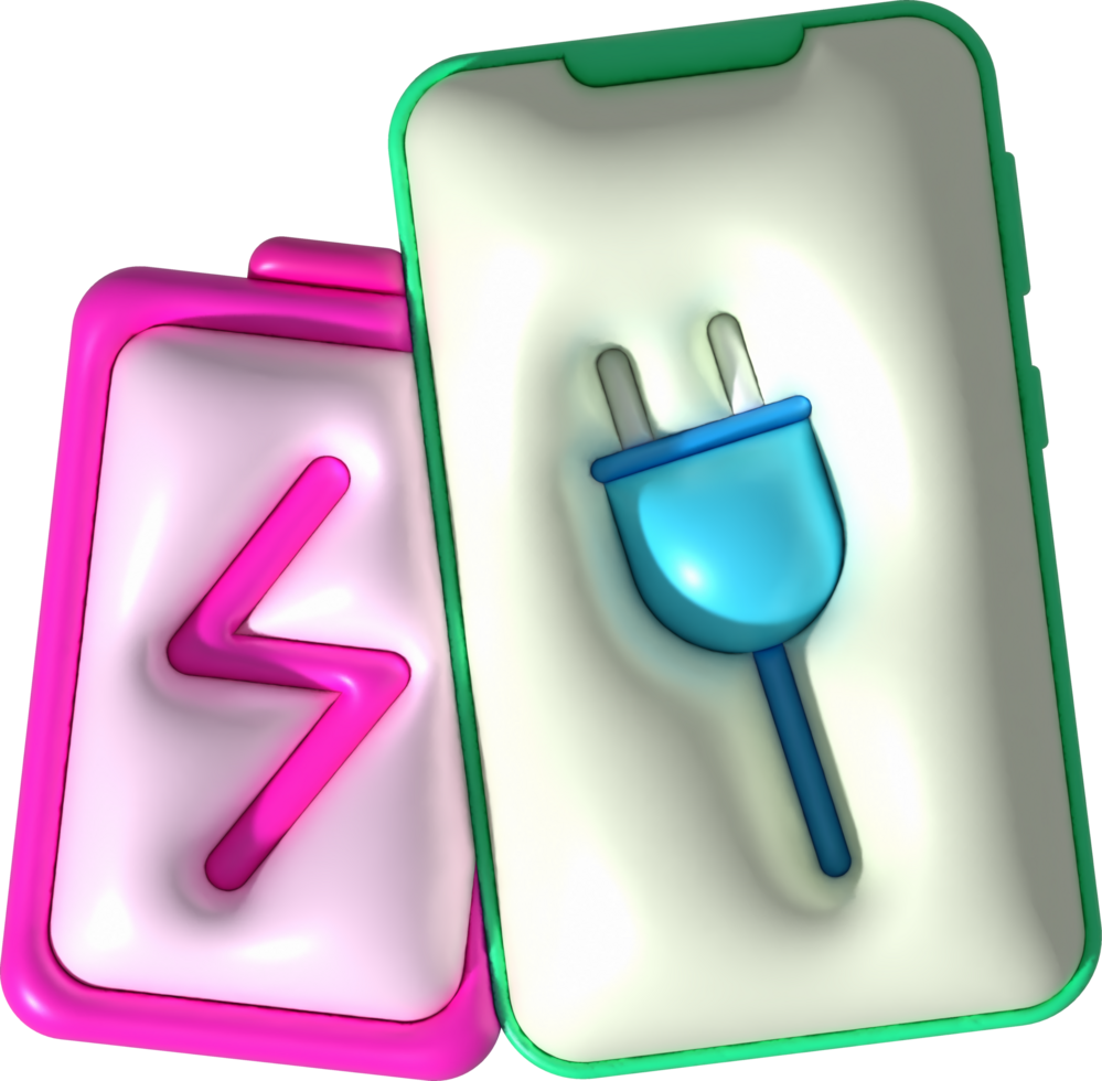 illustration 3d mobile phone showing charging status and level minimalist style icon png