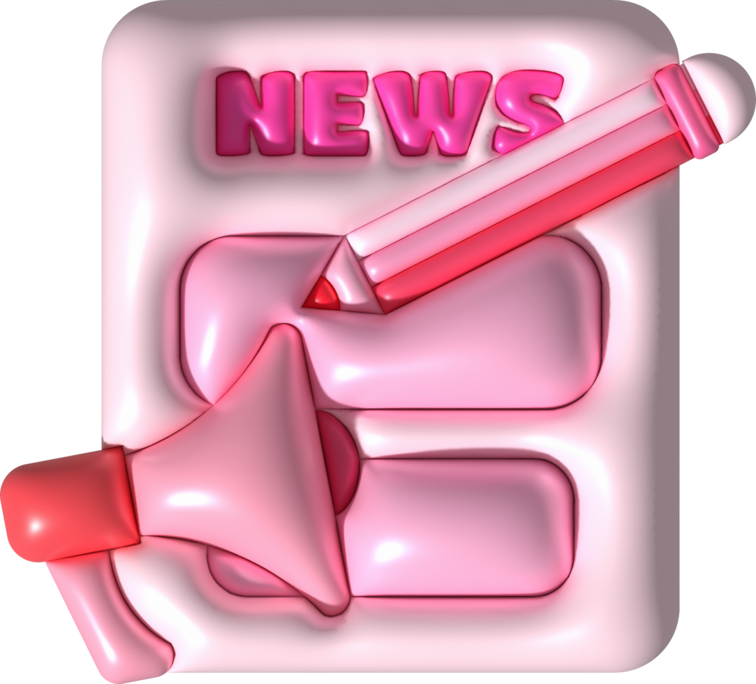 illustration 3d. Pen icon to write news announcement text. png