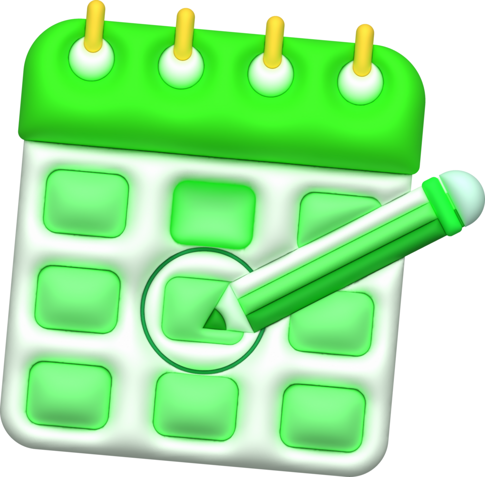 illustration 3d. Reminder calendar pen writing icon. png