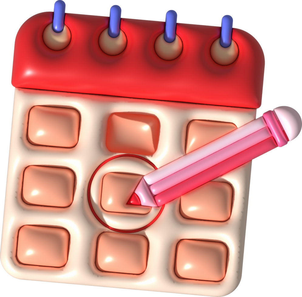 ilustração 3d. lembrete calendário caneta escrevendo ícone. png