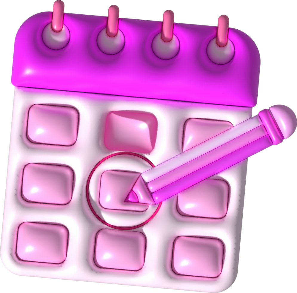 ilustração 3d. lembrete calendário caneta escrevendo ícone. png