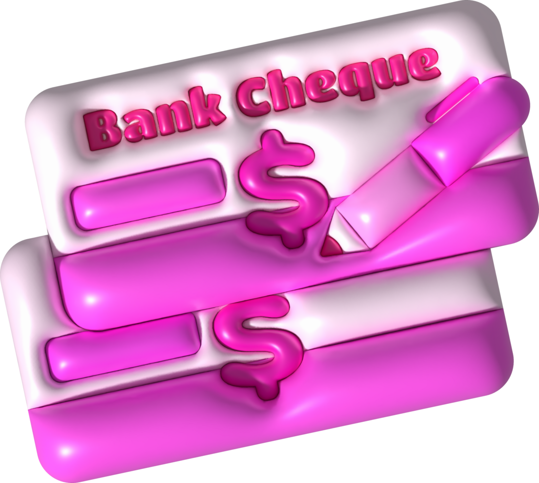 illustration 3d. Bank check pen writing icon. png