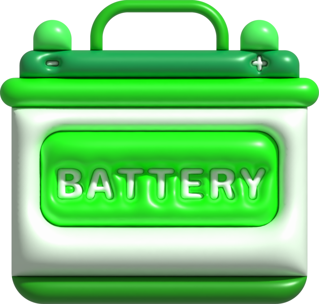 illustration 3d, battery with positive terminal, negative terminal icon, minimal style png