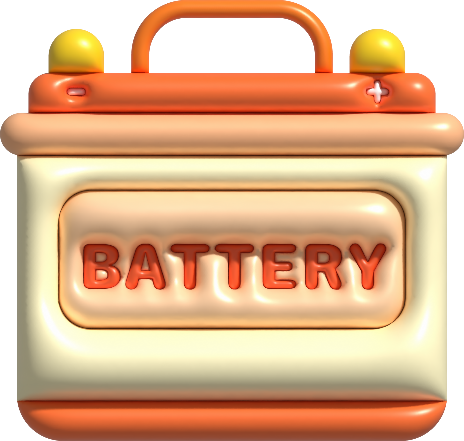 illustration 3d, battery with positive terminal, negative terminal icon