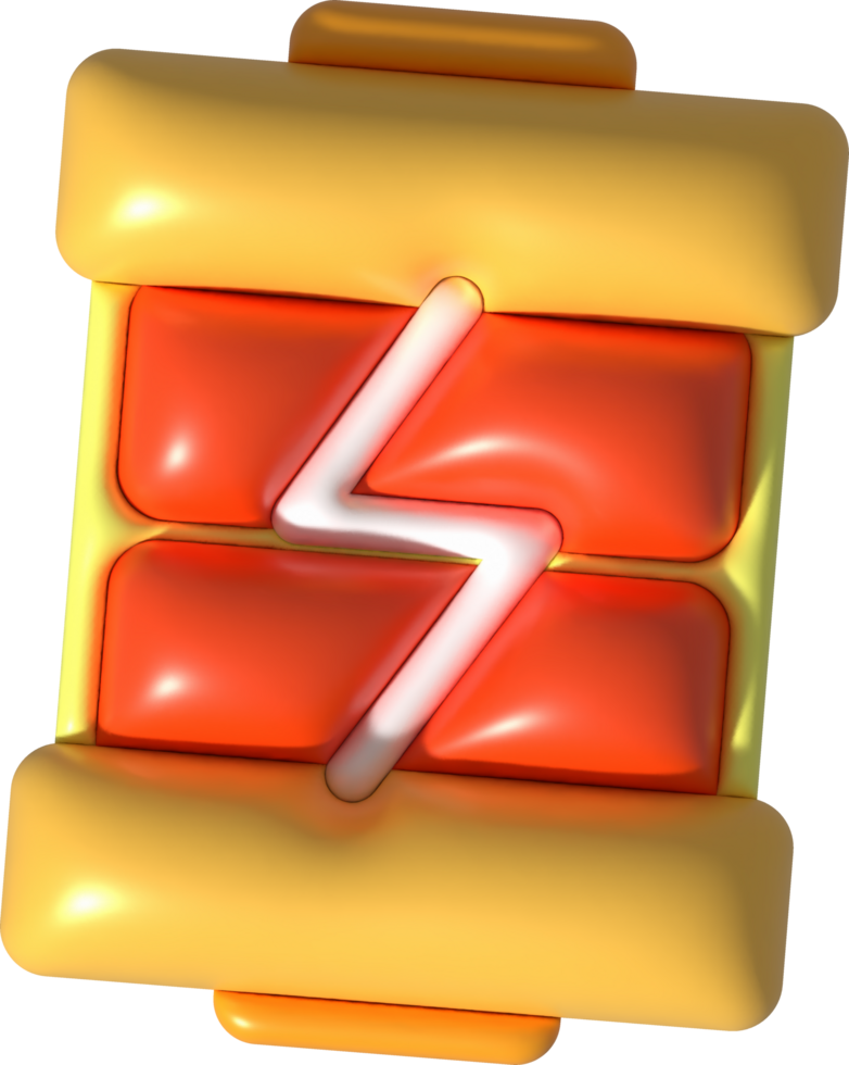 illustration 3D. Battery power with full charge level. electrical energy accumulator minimalist style icon png