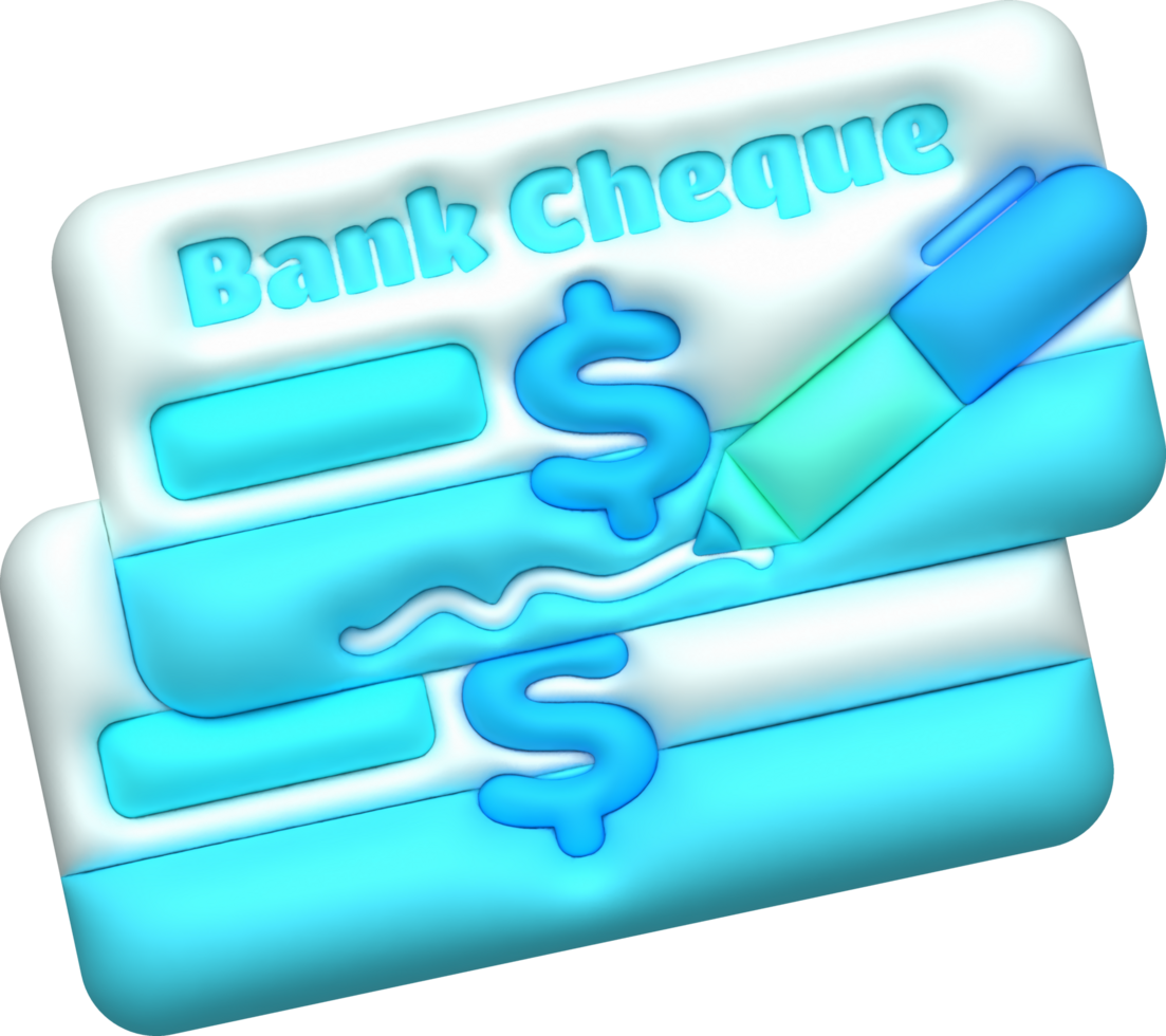 illustration 3d. Bank check pen writing icon. png
