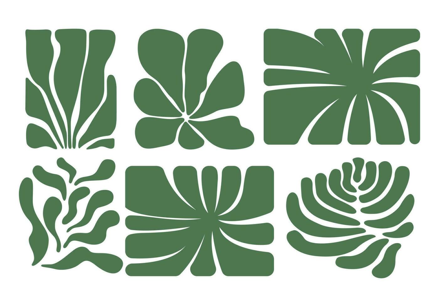 Abstract green leafs flowers boho style element illustration vector set bundle clip art silhouette printable
