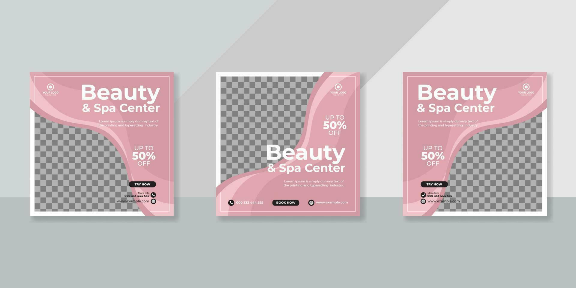 Beauty salon and spa promotion social media post template vector