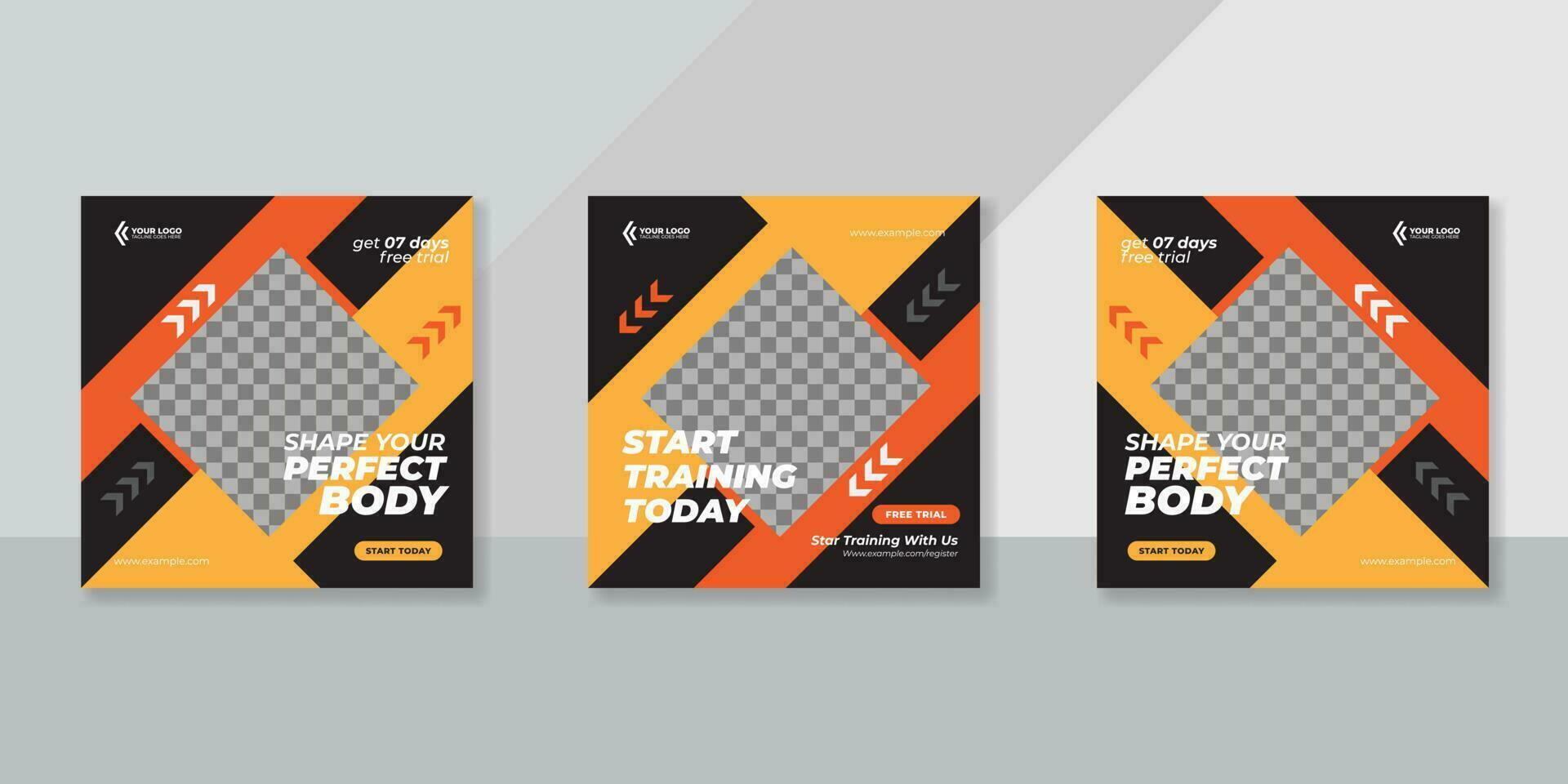 Gym and fitness social media post banner template vector