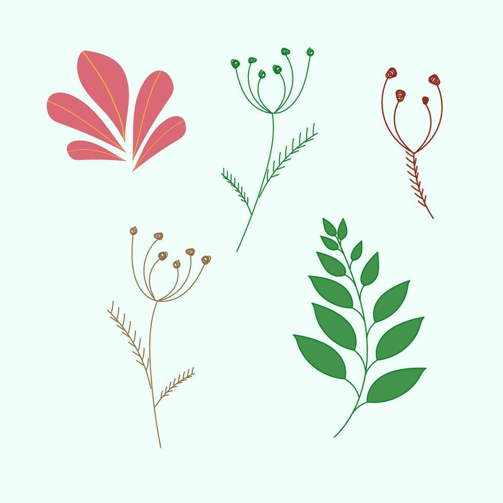 minimalistic plants for design, hand drawn, vector