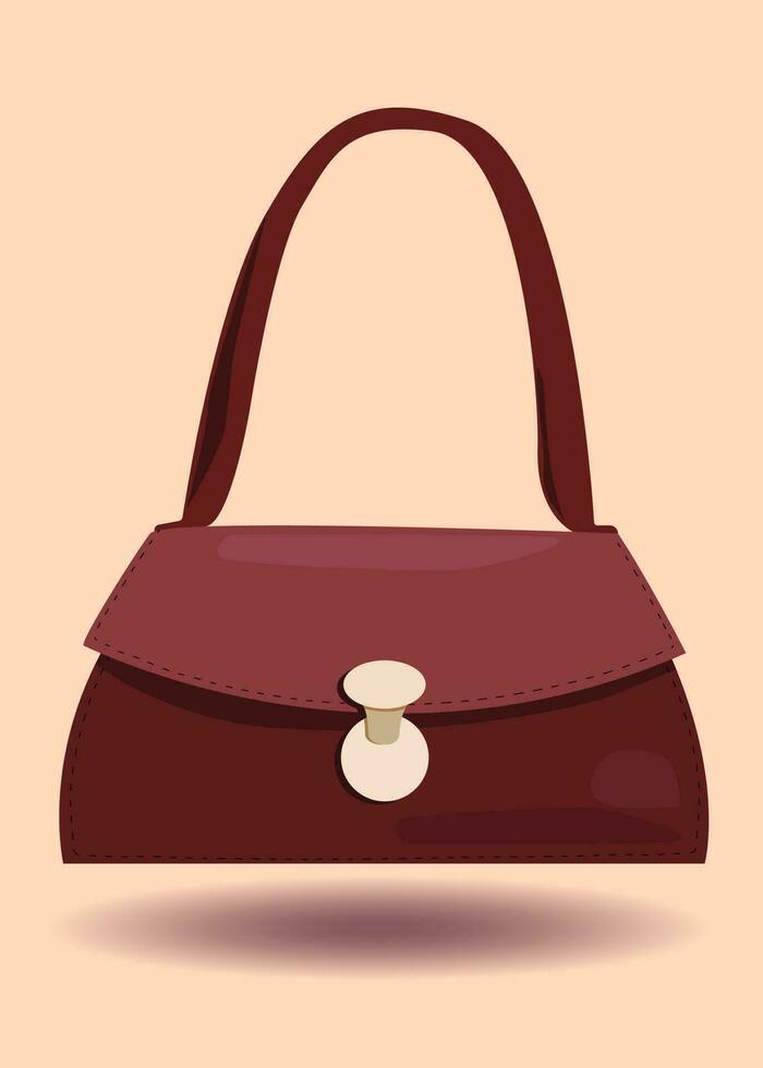 Feminine burgundy handbag, trendy and modern, wardrobe item vector