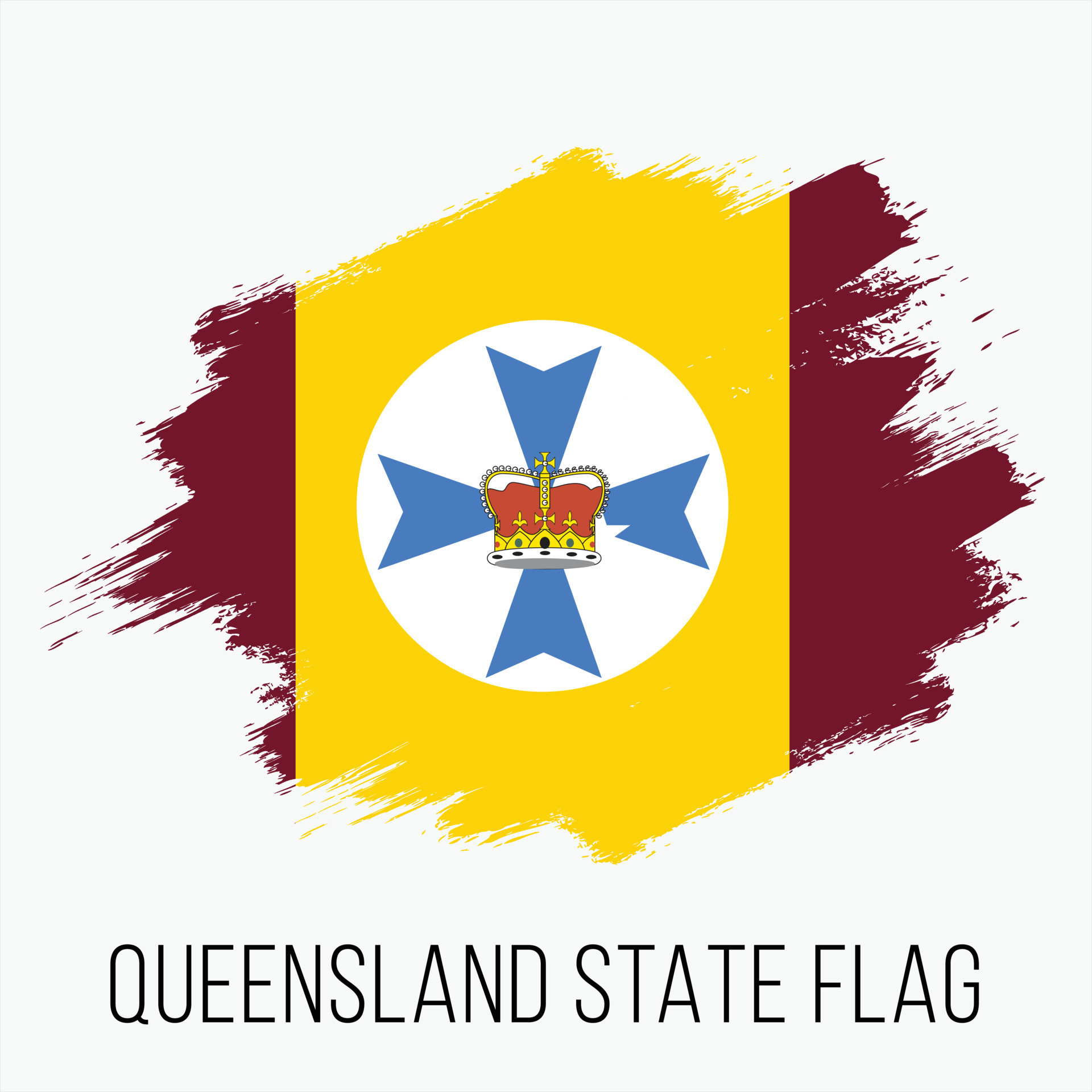 Grunge Australian State Queensland Vector Flag Design Template 23621200