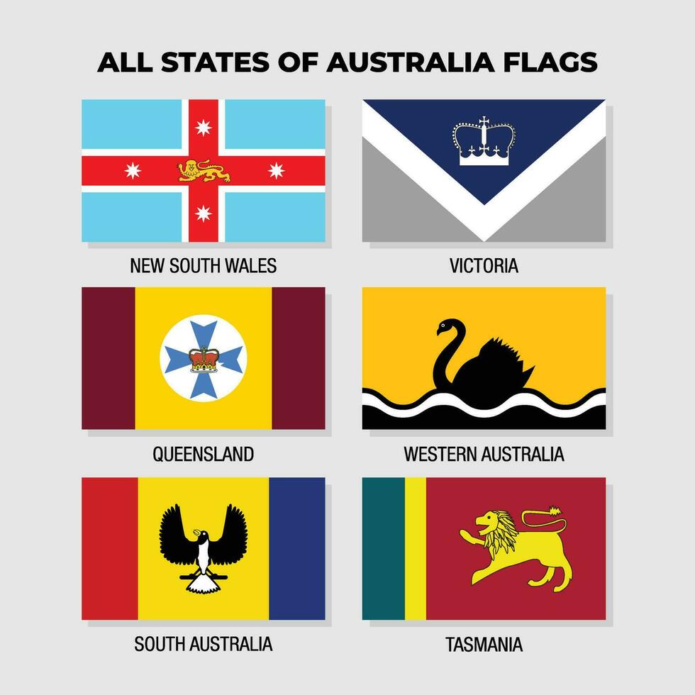 Australia States Flags Collection Design Template vector