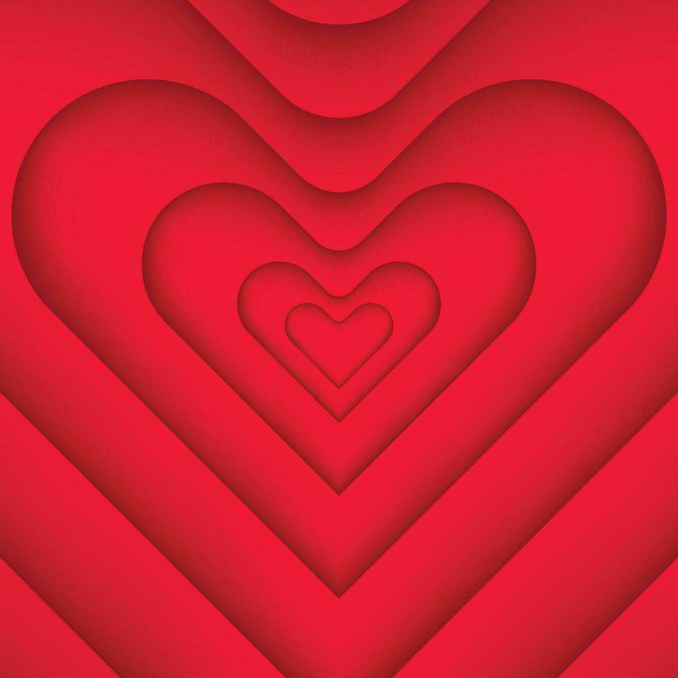 Vector illustration of heart shape paper cut background