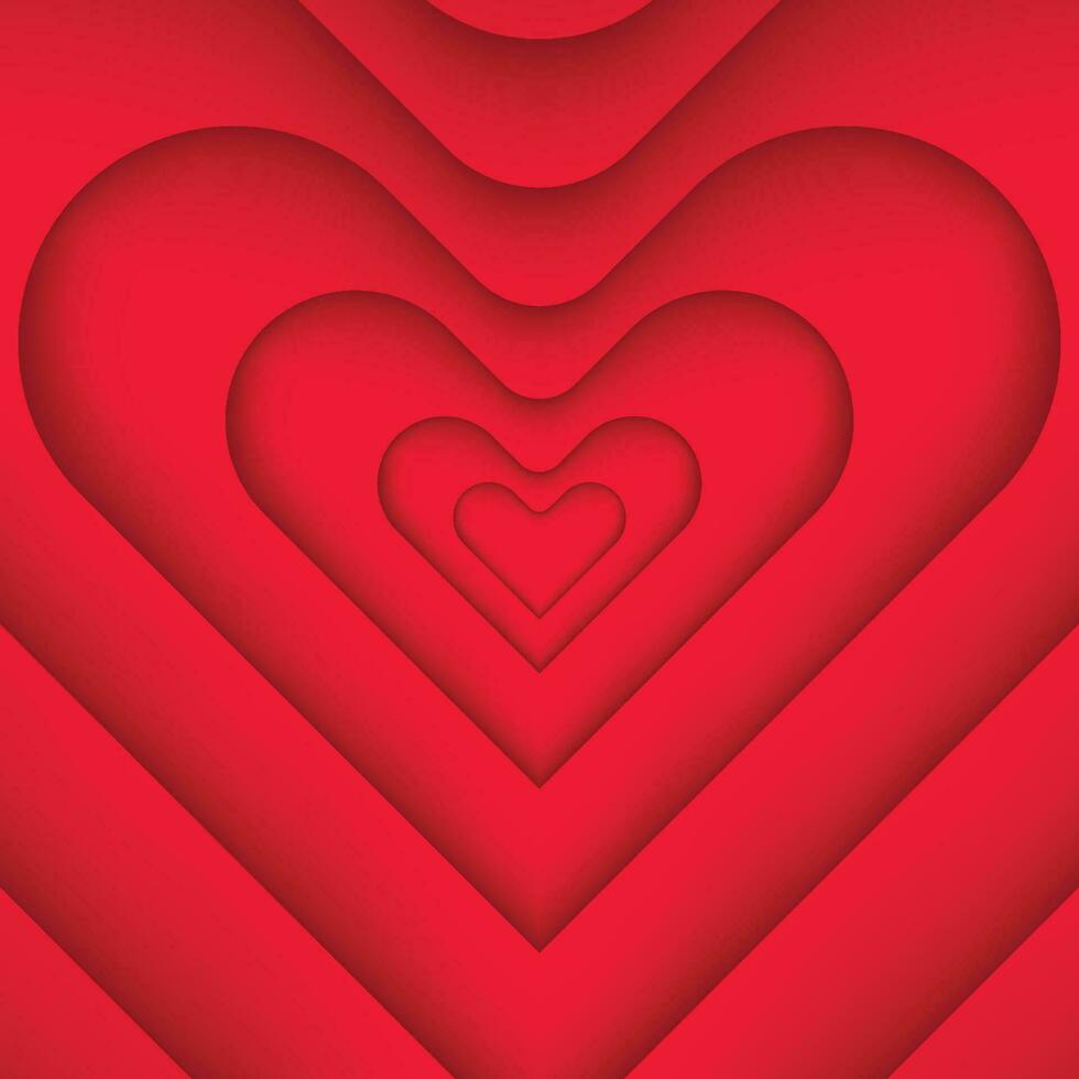 Vector illustration of heart shape paper cut background