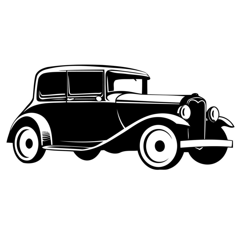 classic vintage car in black white vector