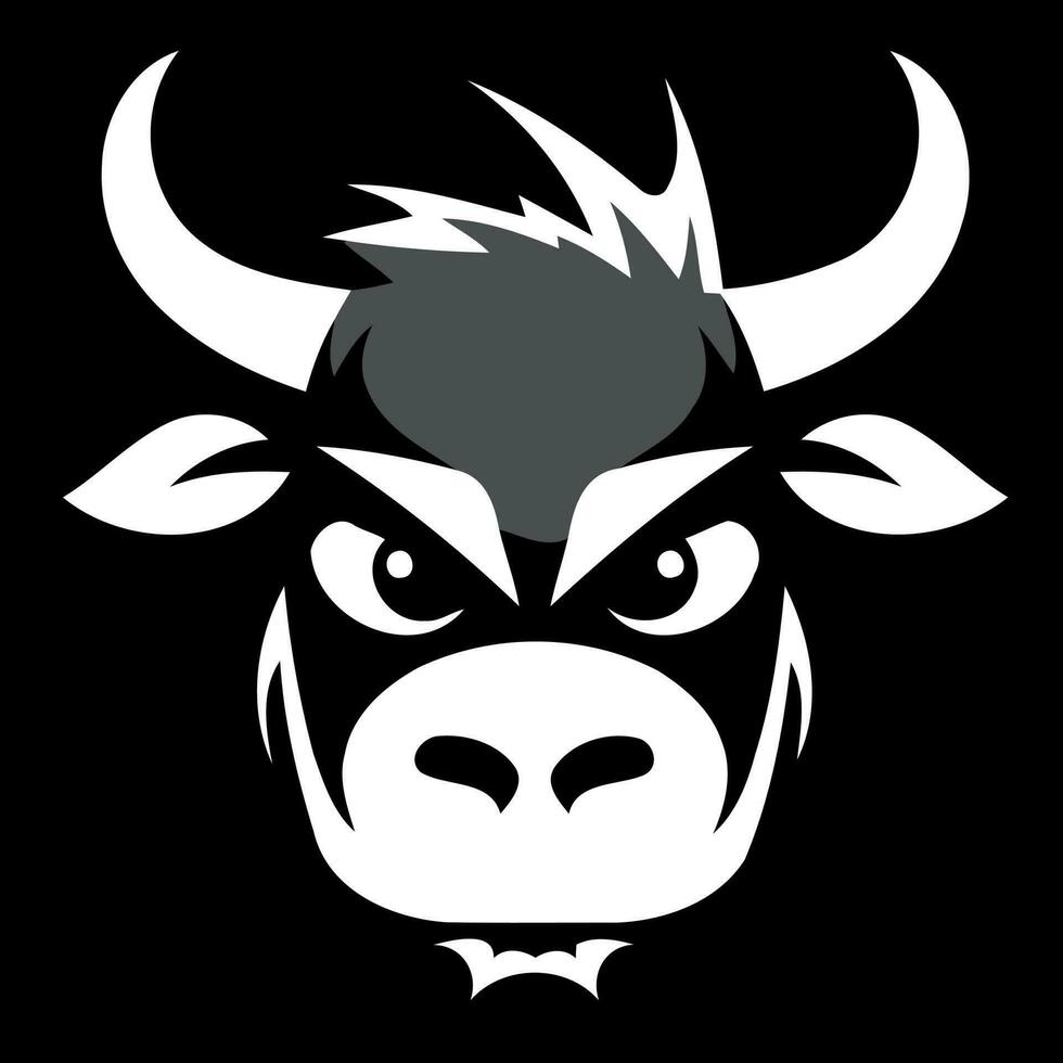 negro y blanco vaca cabeza logo vector