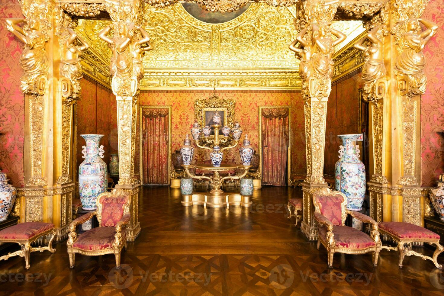 Turin, Italy - Royal Palace Chinese Cheramics Room. Luxury elegant ancient interior, circa 1860 photo