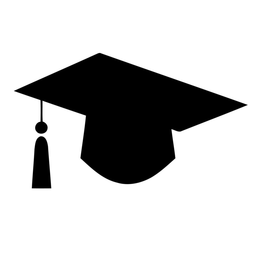 graduación sombrero vestido negro y blanco silueta vector