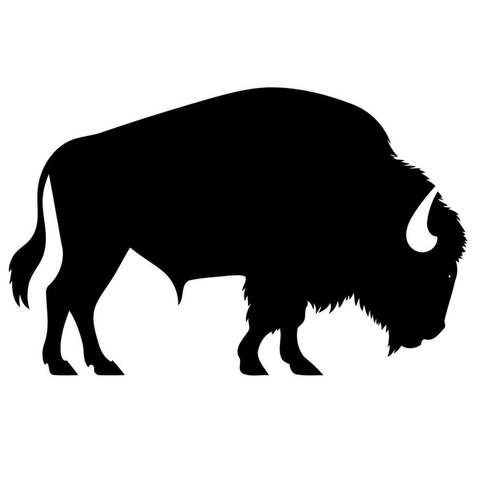 black silhouette of bison animal vector