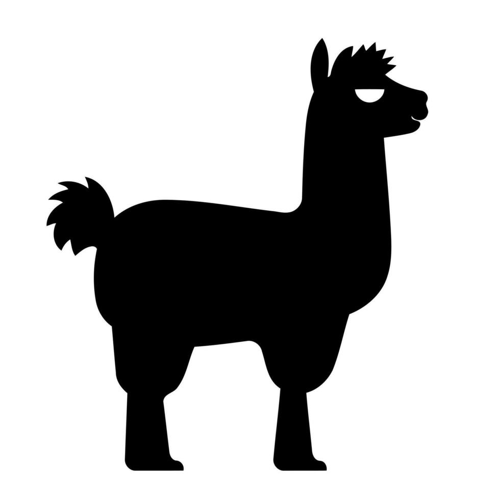 negro silueta de animal llama o alpaca vector