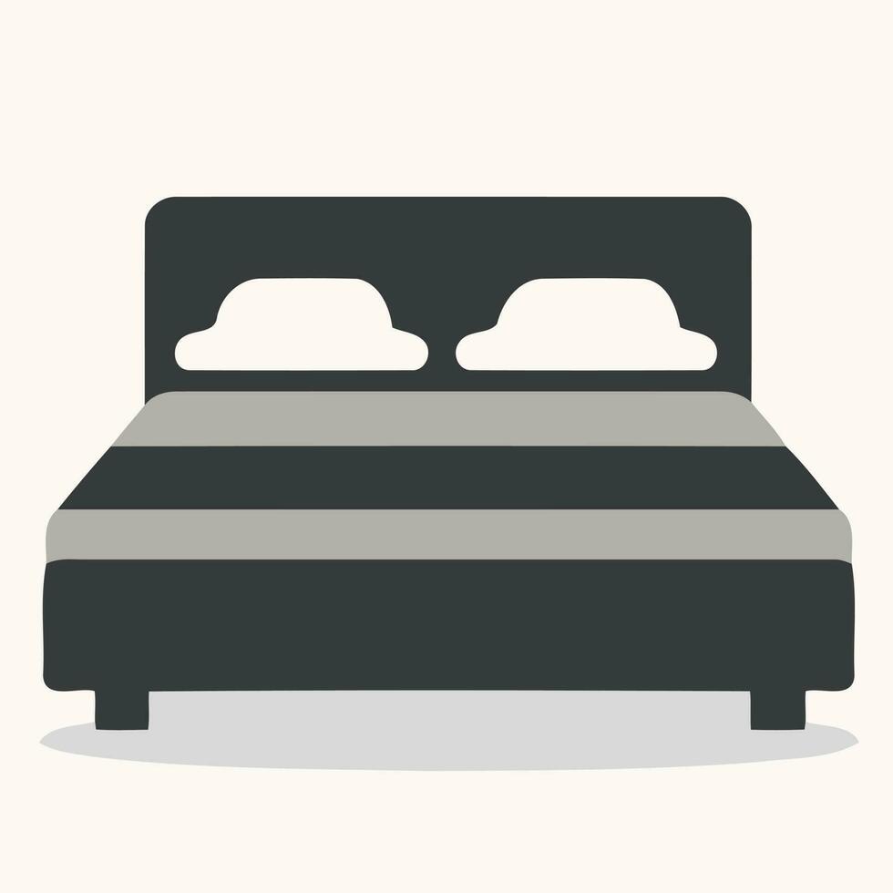 doble cama con lecho y almohadas vector