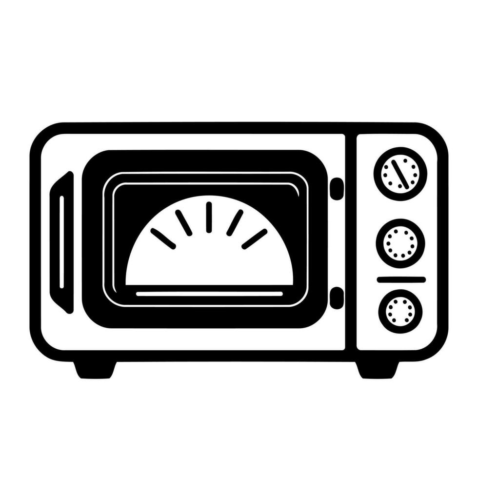 cocina electrónico microondas horno en negro y blanco vector