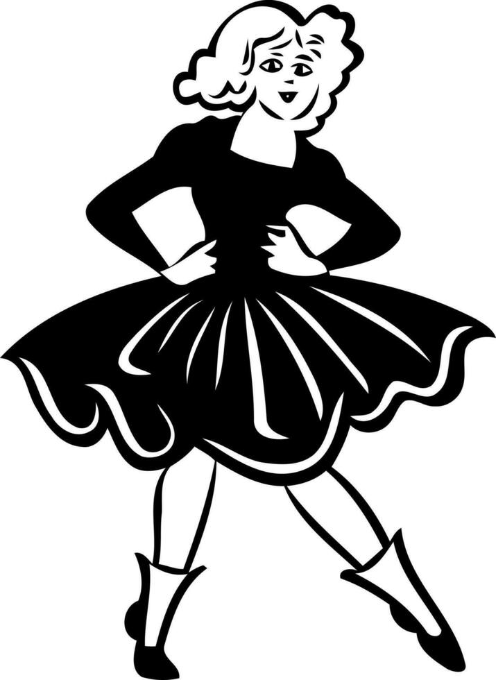 woman clogger dancing in black and white vector