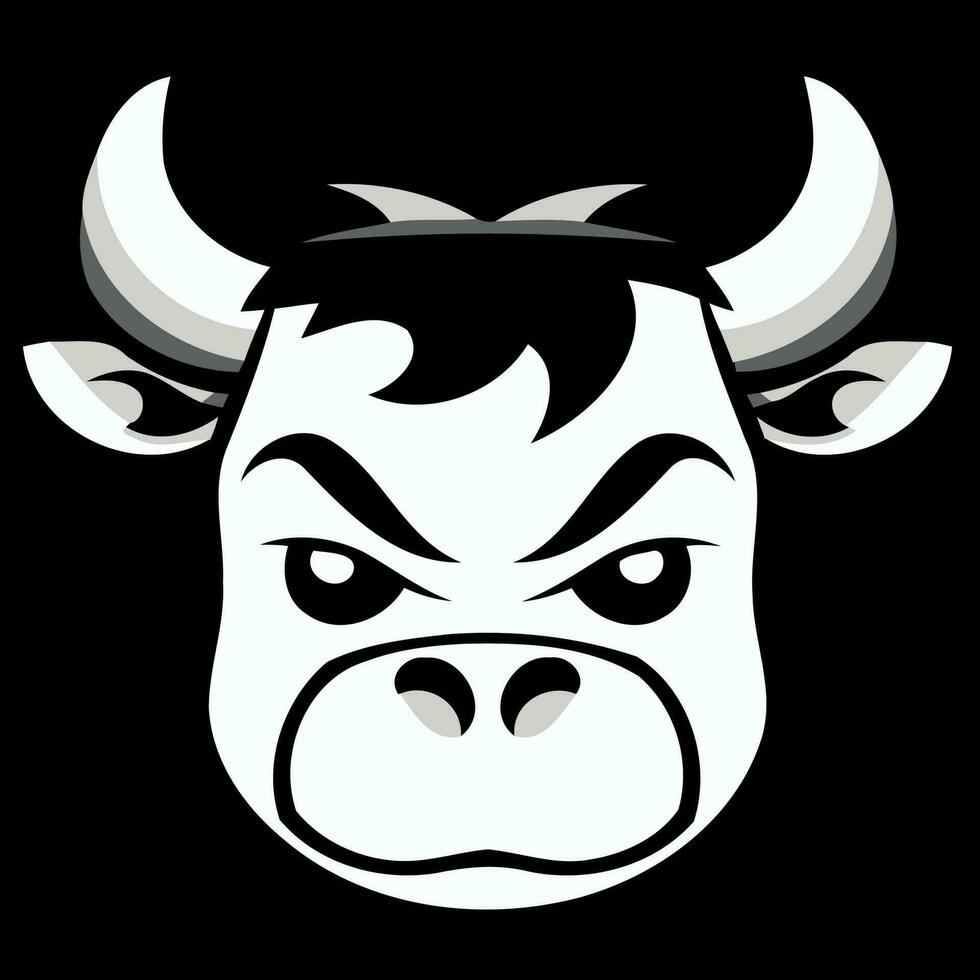 black and white cow head logo vector