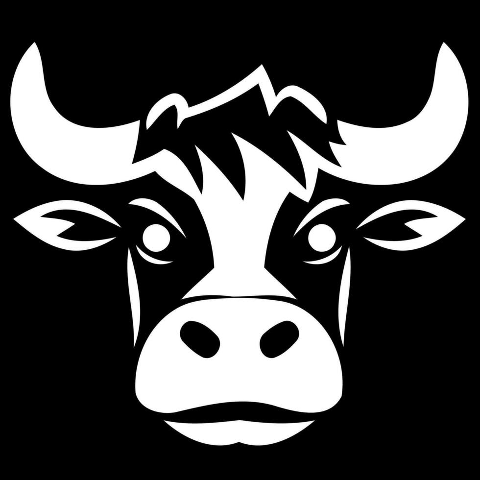 black and white cow head logo vector