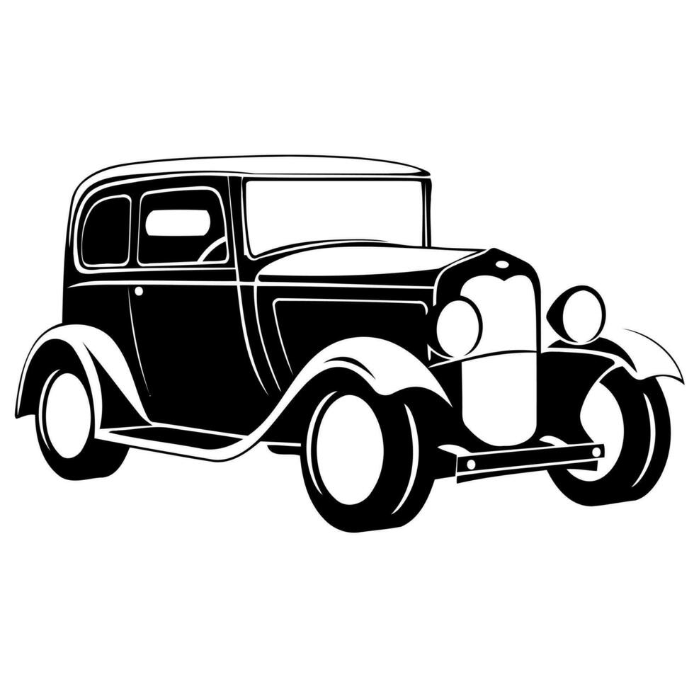 classic vintage car in black white vector