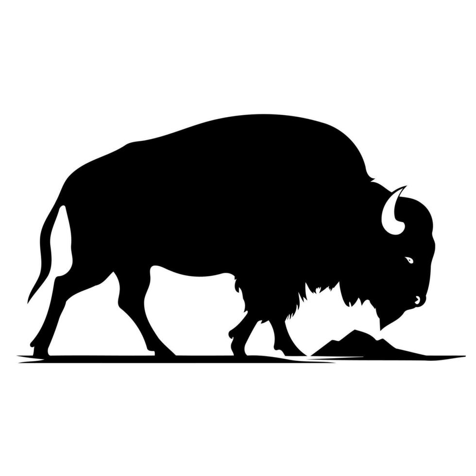 black silhouette of bison animal vector