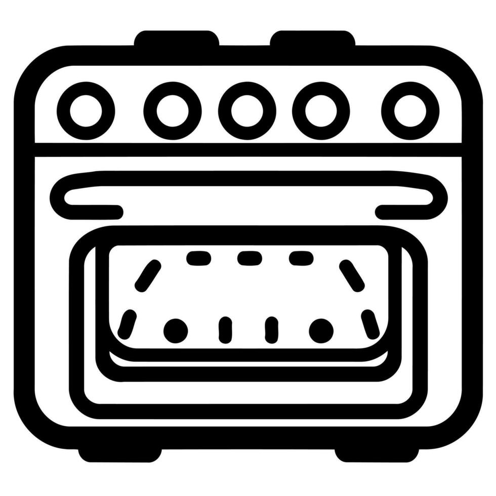 horno cocina objeto en negro y blanco vector